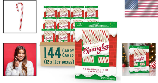 Classic Peppermint Candy Canes - 144 Individually Wrapped Festive Treats