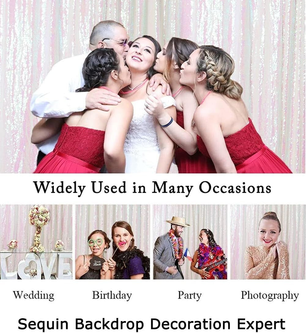 Iridescent White Sequin Backdrop 10FTx10FT – Perfect for Elegant Photoshoots