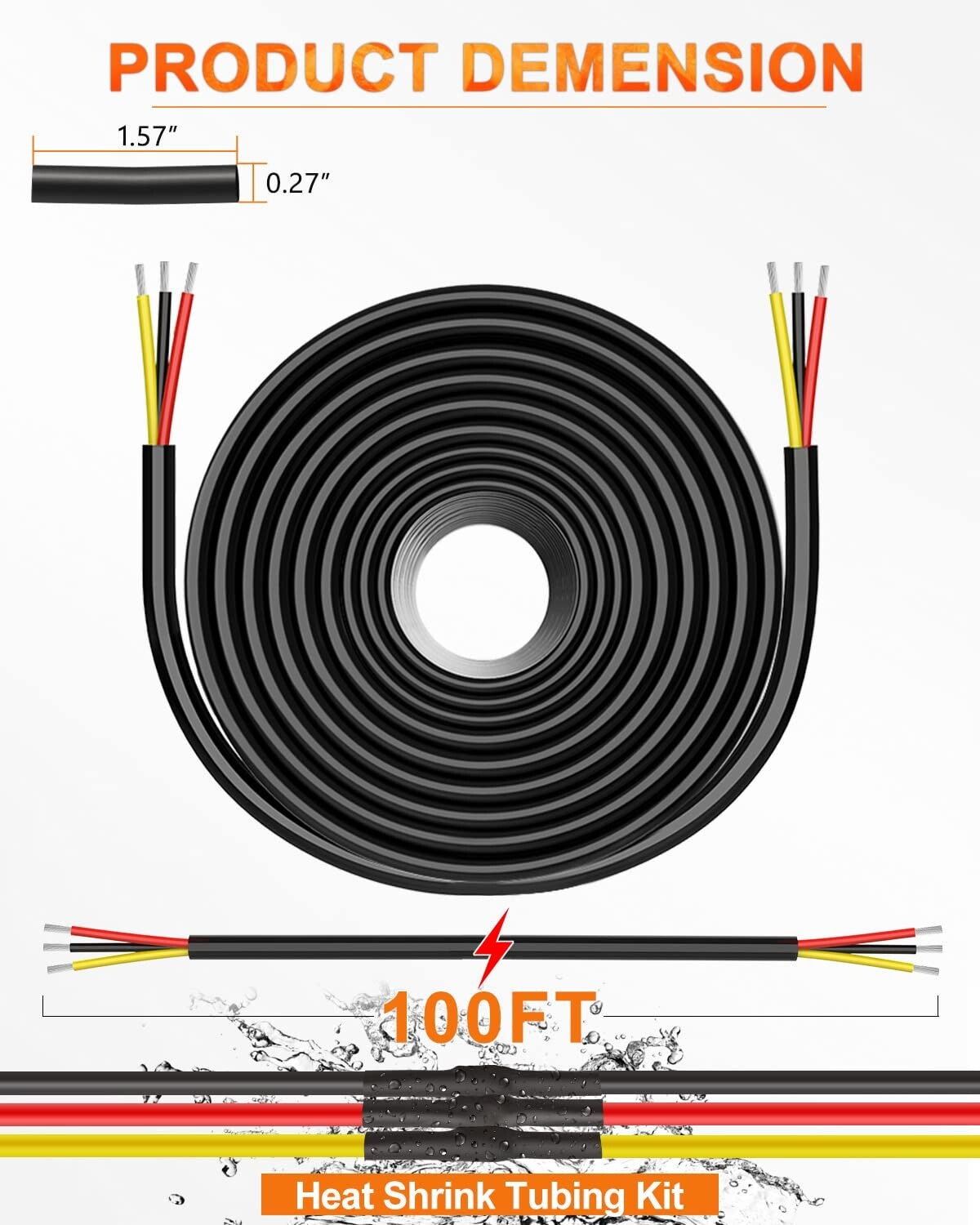14 AWG Stranded Electrical Wire - 100FT Tinned Copper PVC Cord for Versatile Use