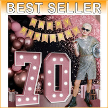 Load image into Gallery viewer, Large Modern Foam Pink Marquee Numbers 70 - Perfect for Birthday and Anniversary