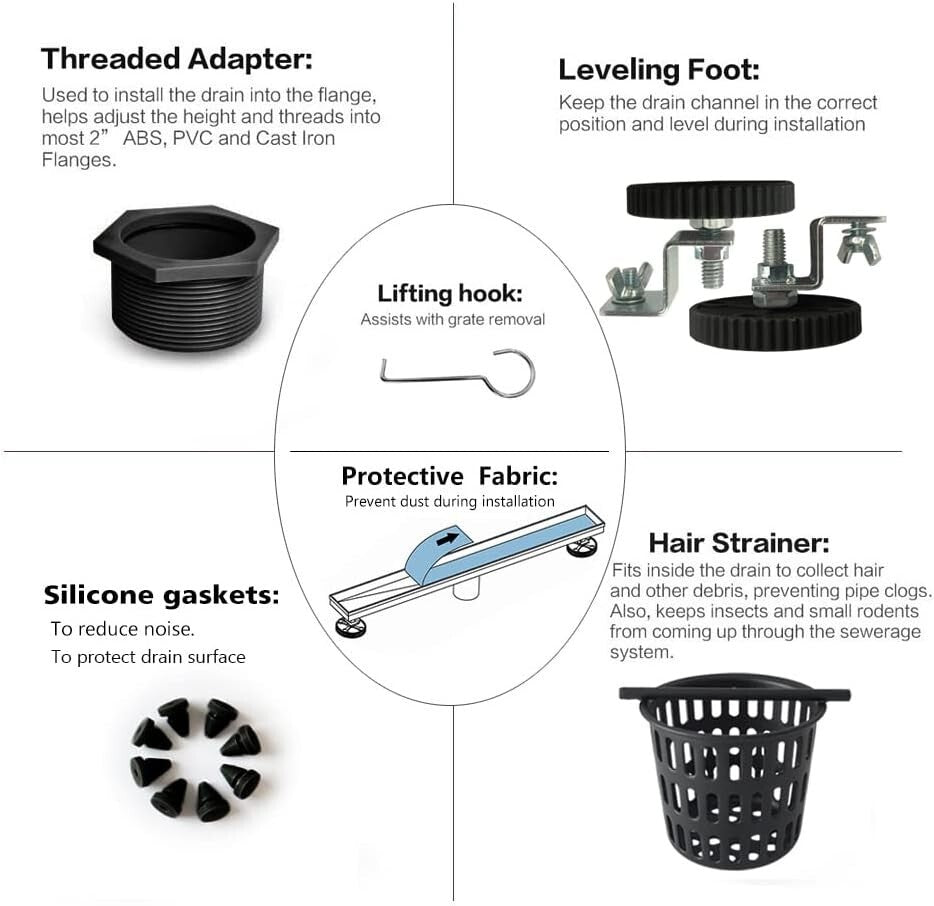 Elegant 28-Inch Linear Shower Drain - Matte Black 304 Stainless Steel Finish