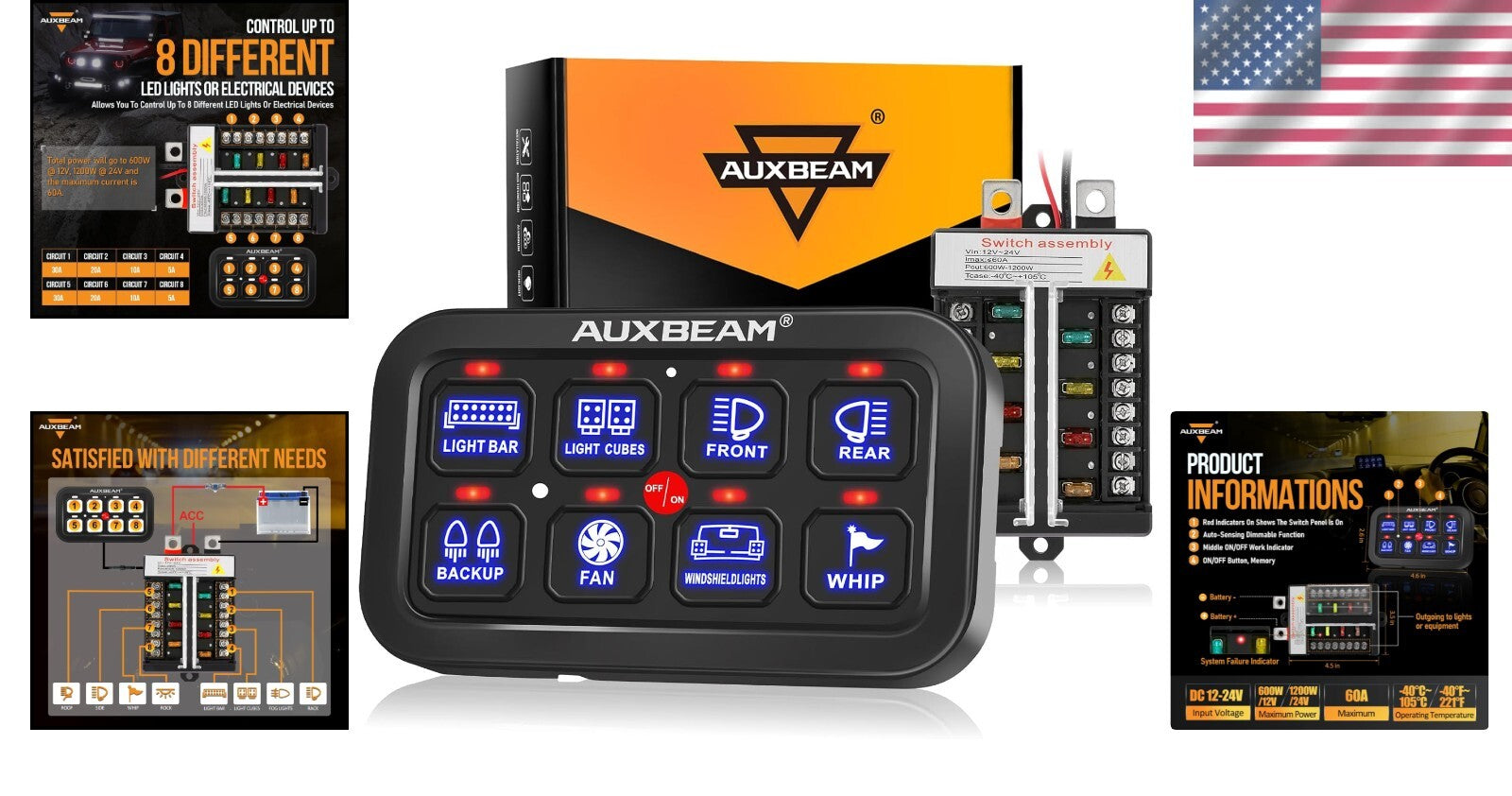 IP68 Waterproof 8 Gang Touch Switch Panel - Safety & Style for Off-Road Vehicles