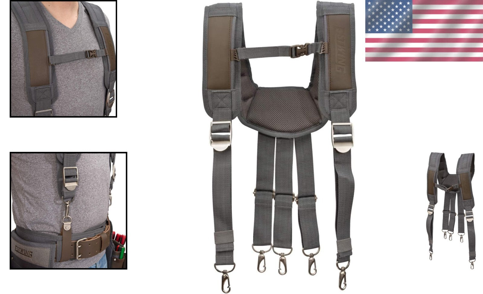 Cooling Mesh Padded Tool Belt Suspenders - Durable with Adjustable Chest Strap