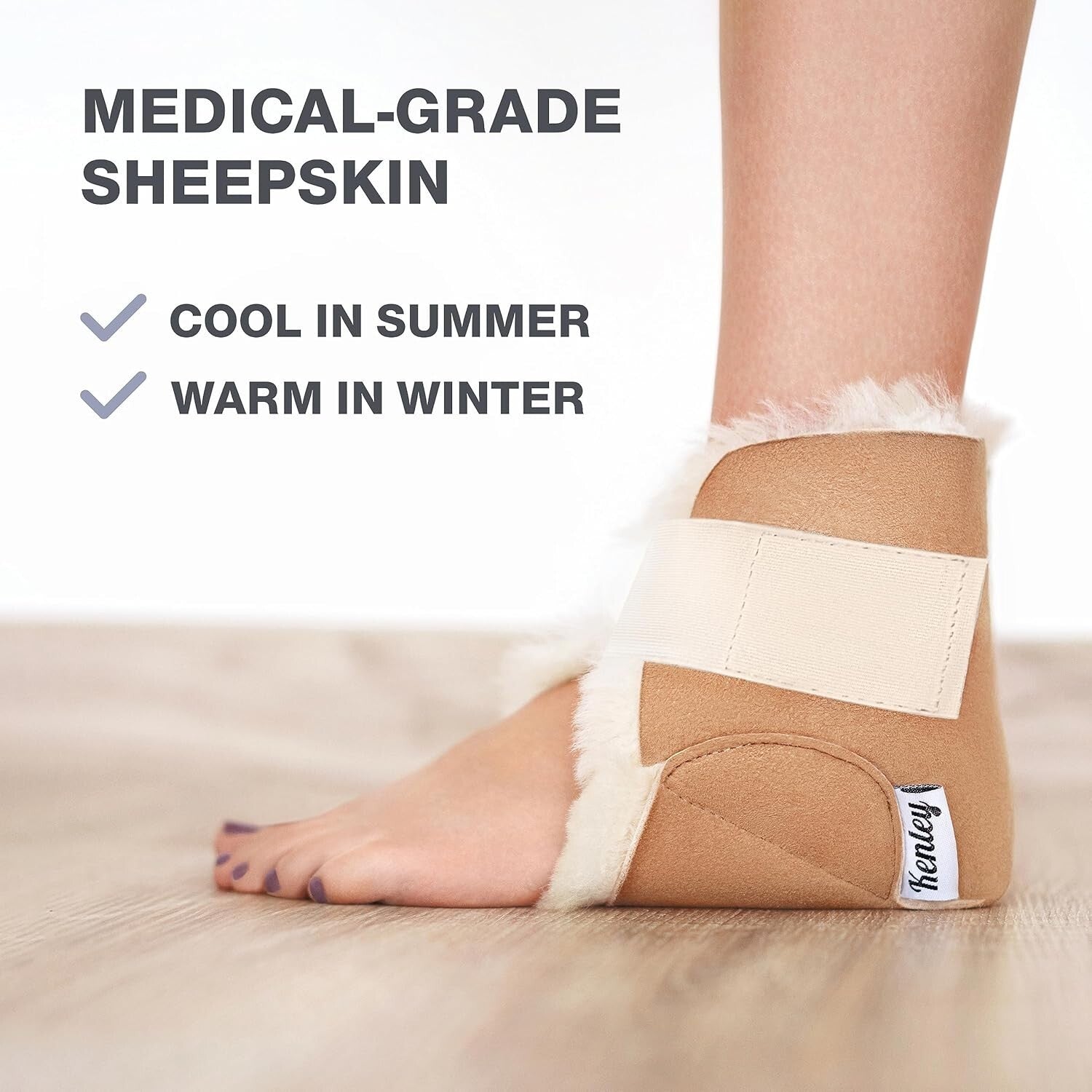 Medical-Grade Sheepskin Heel Protectors - Soft Cushions for Bed Sore Prevention