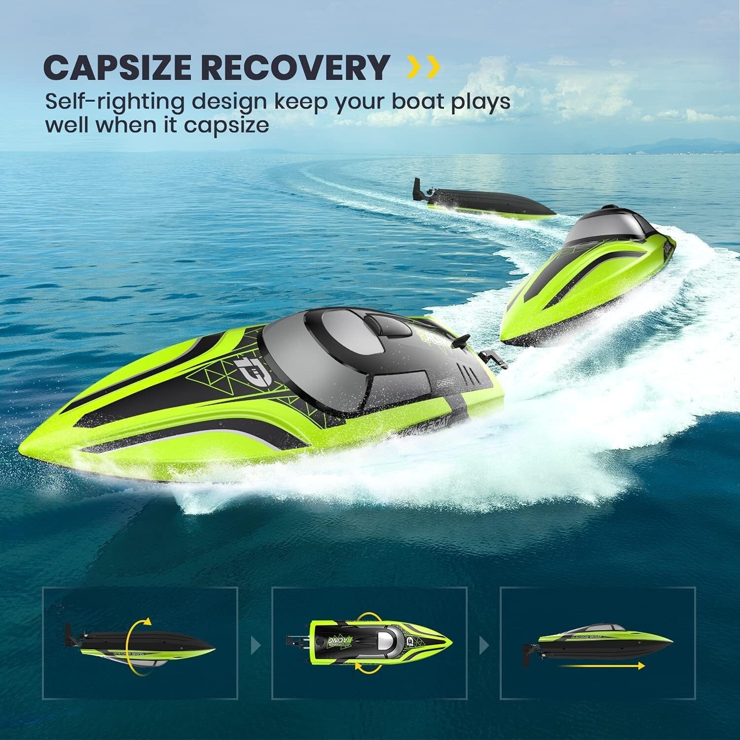 2.4GHz Racing RC Boat - Self-Righting & Auto-Pilot Mode for Ultimate Fun