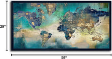 Load image into Gallery viewer, Large 29x58 Framed World Map Canvas Art - Stylish Wall Decor for Living Spaces