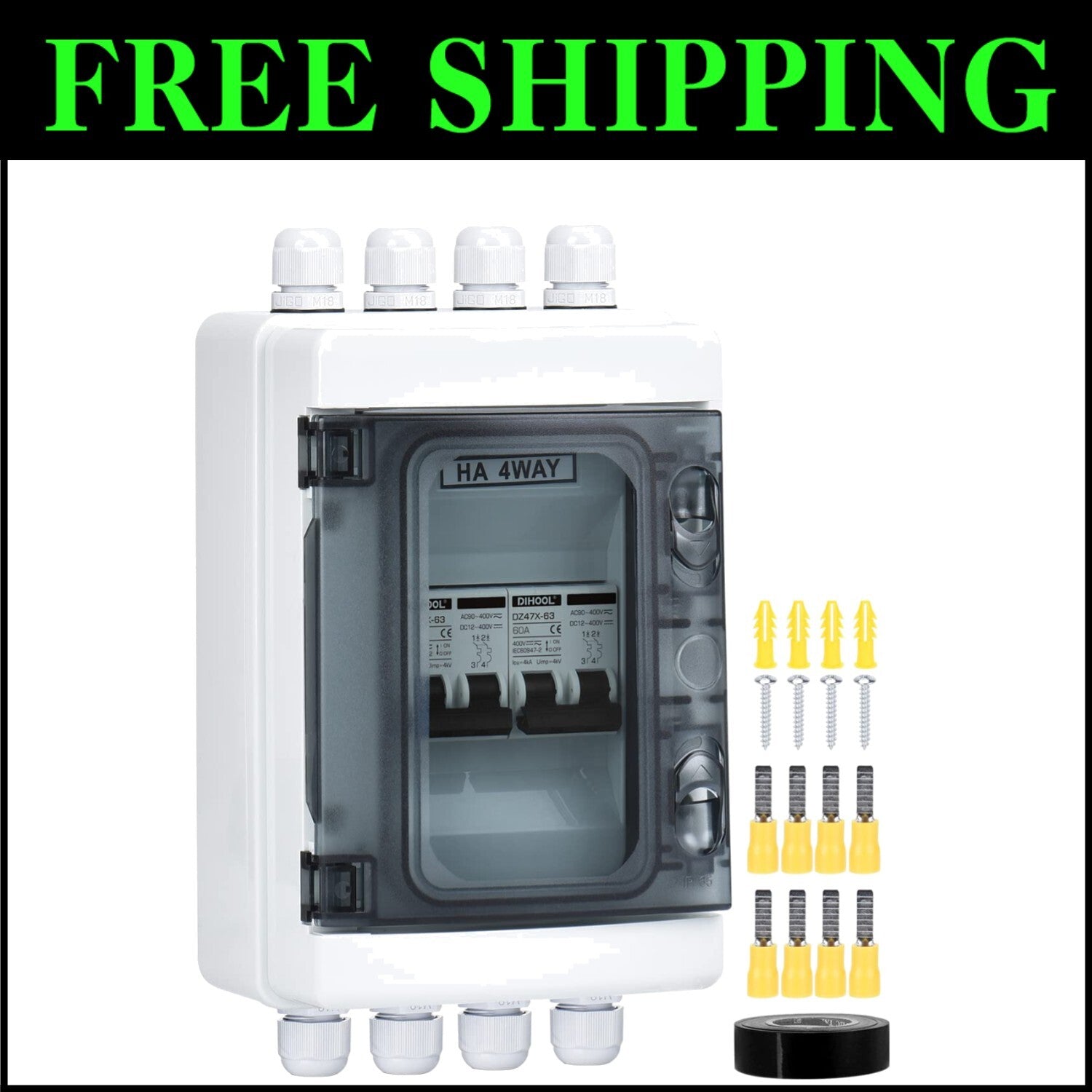 IP65 Waterproof 60 Amp Circuit Breaker Box with Transparent Monitoring Cover