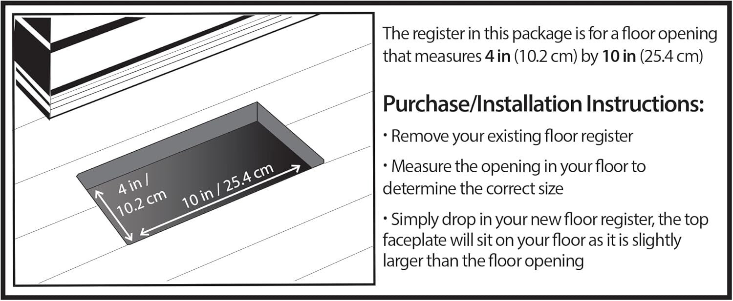 Durable Steel & Plastic Gothic Floor Register Pack – 4x10 Rubbed Bronze Finish