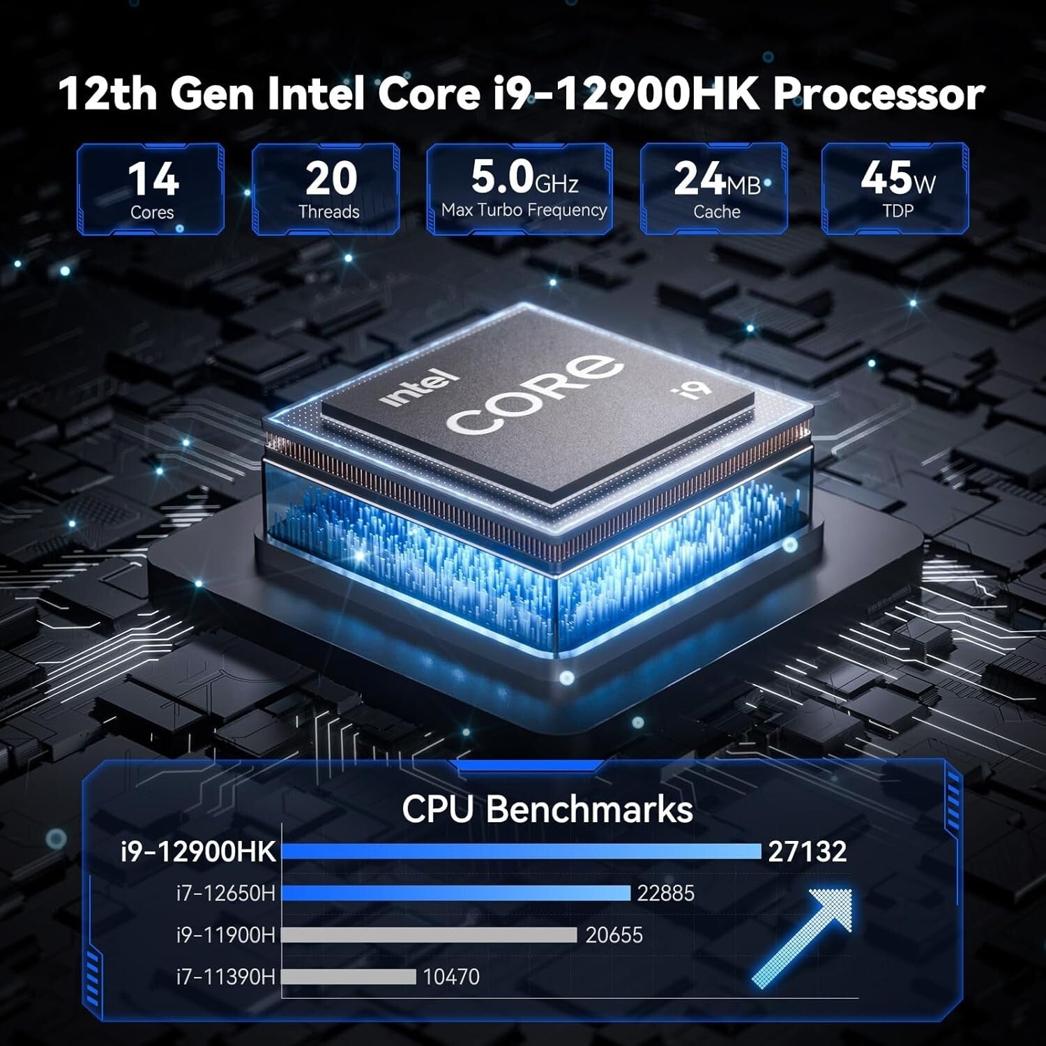 Compact IT12 Mini Computer with 32GB RAM, 1TB PCIe SSD, and WiFi 6E Connectivity
