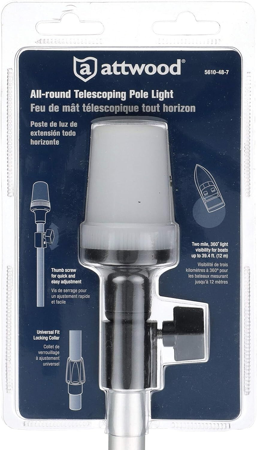 All-Around Boat Light with 2 Mile Visibility - Height Adjustable Pole Design