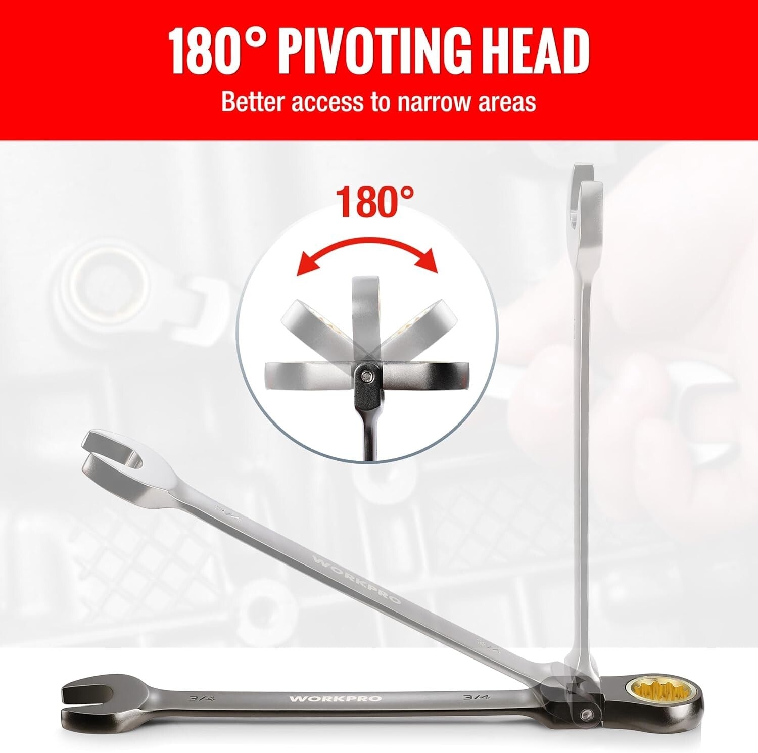 8-Piece Flex-Head Ratcheting Wrench Set with 72 Teeth - SAE Sizes, Durable CR-V