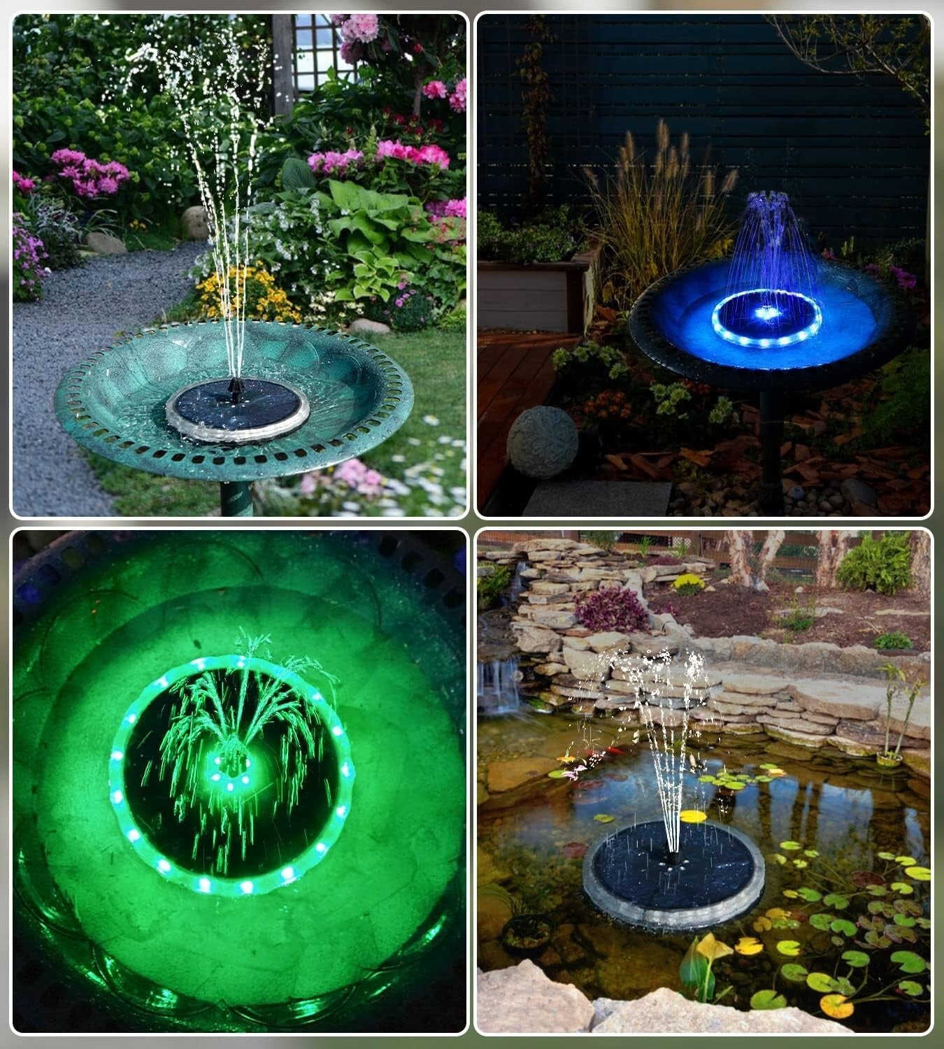 Elegant Solar Fountain Pump for Bird Bath - Matte Panel, 4W Power, Color Effects