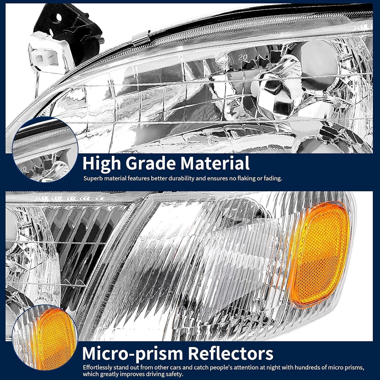 Direct Fit Headlights for 1998-2000 Corolla - Clear Polycarbonate Lens Included