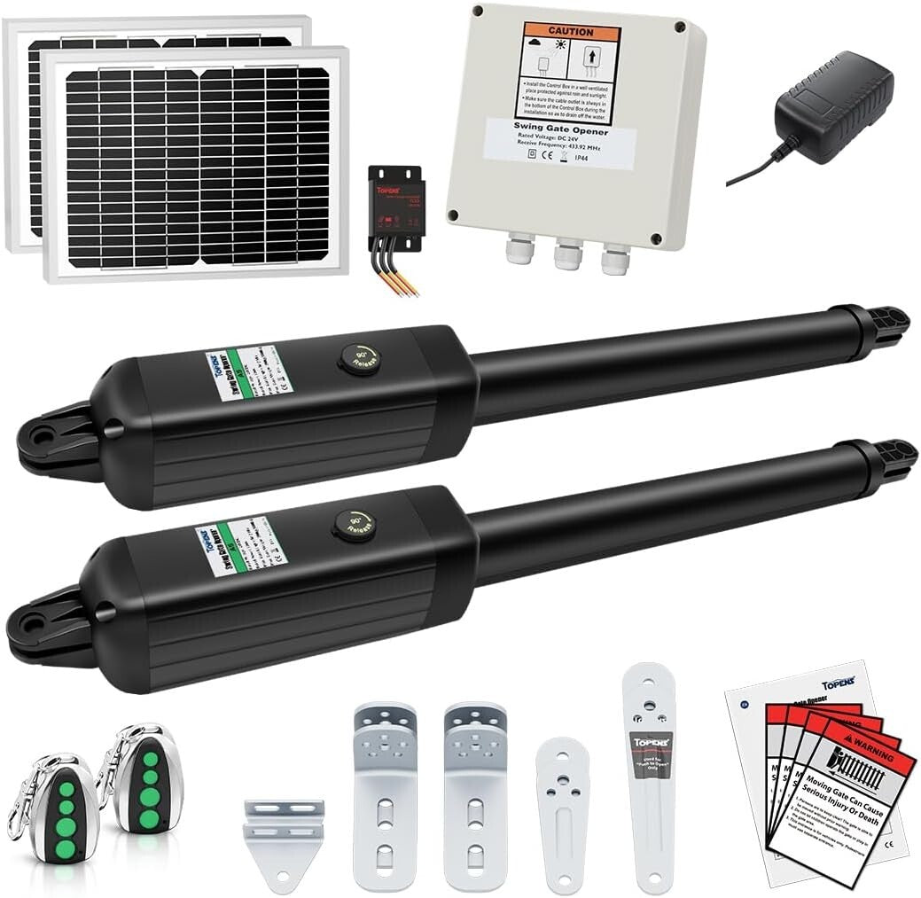 Dual Swing Gate Opener Kit with Solar Power - Easy Install & Strong Performance