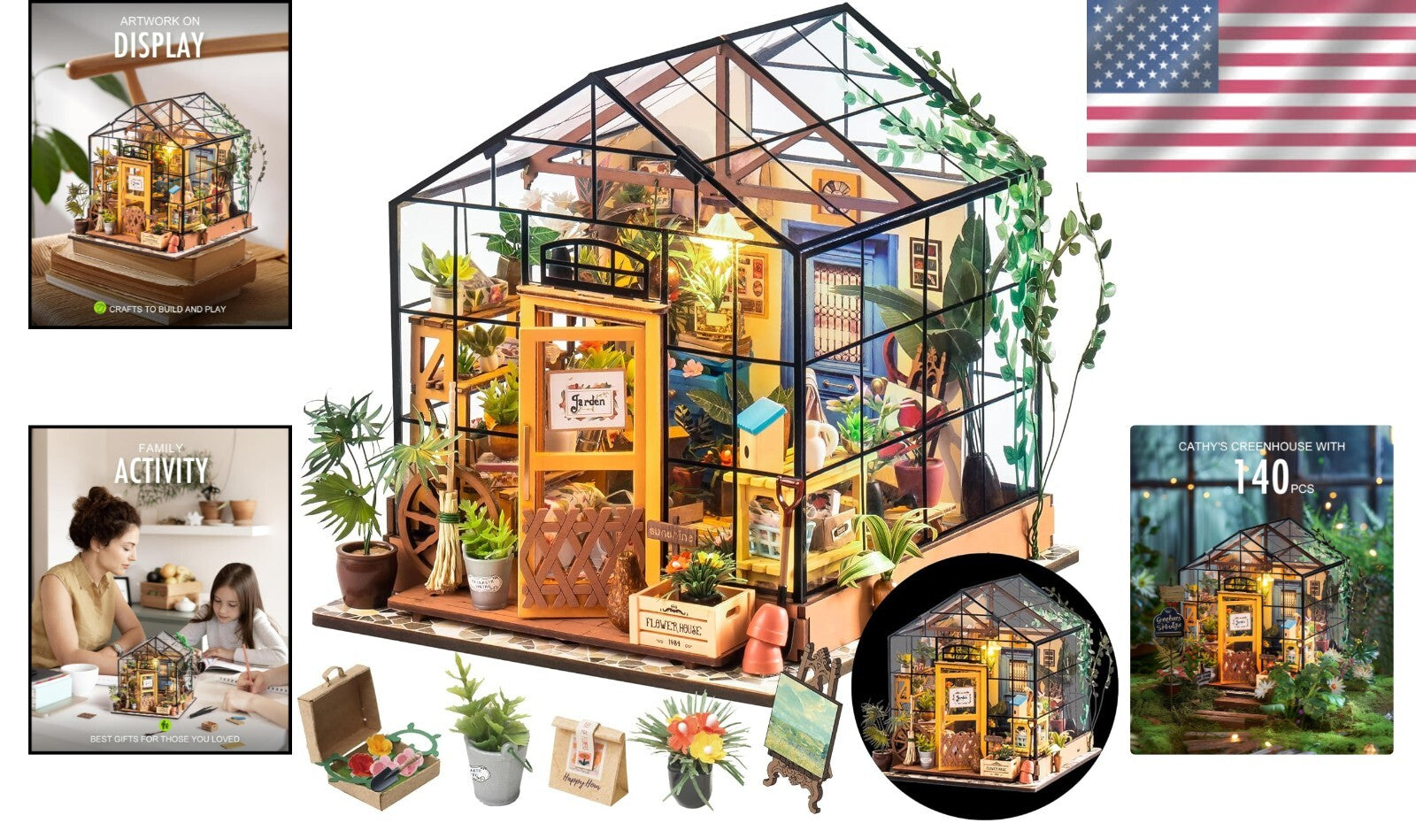Charming DIY Mini Greenhouse Kit with Furniture: Perfect Gift for Plant Lovers