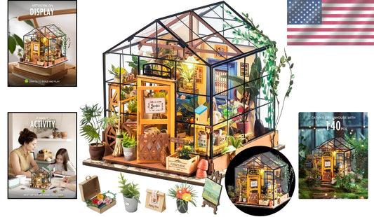 Charming DIY Mini Greenhouse Kit with Furniture: Perfect Gift for Plant Lovers