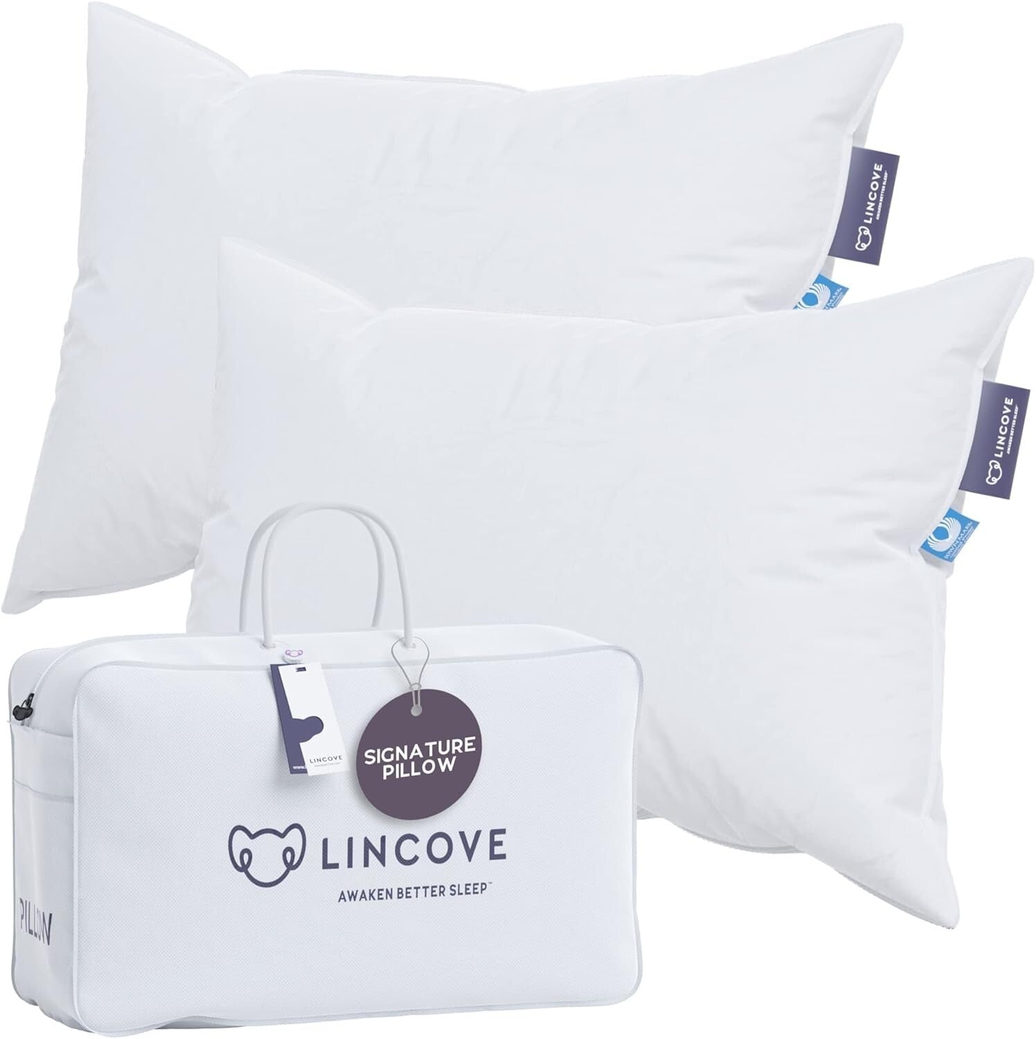 Travel-Ready Luxury Down Pillows - 2 Pack Standard, Perfect for Home & on-the-Go
