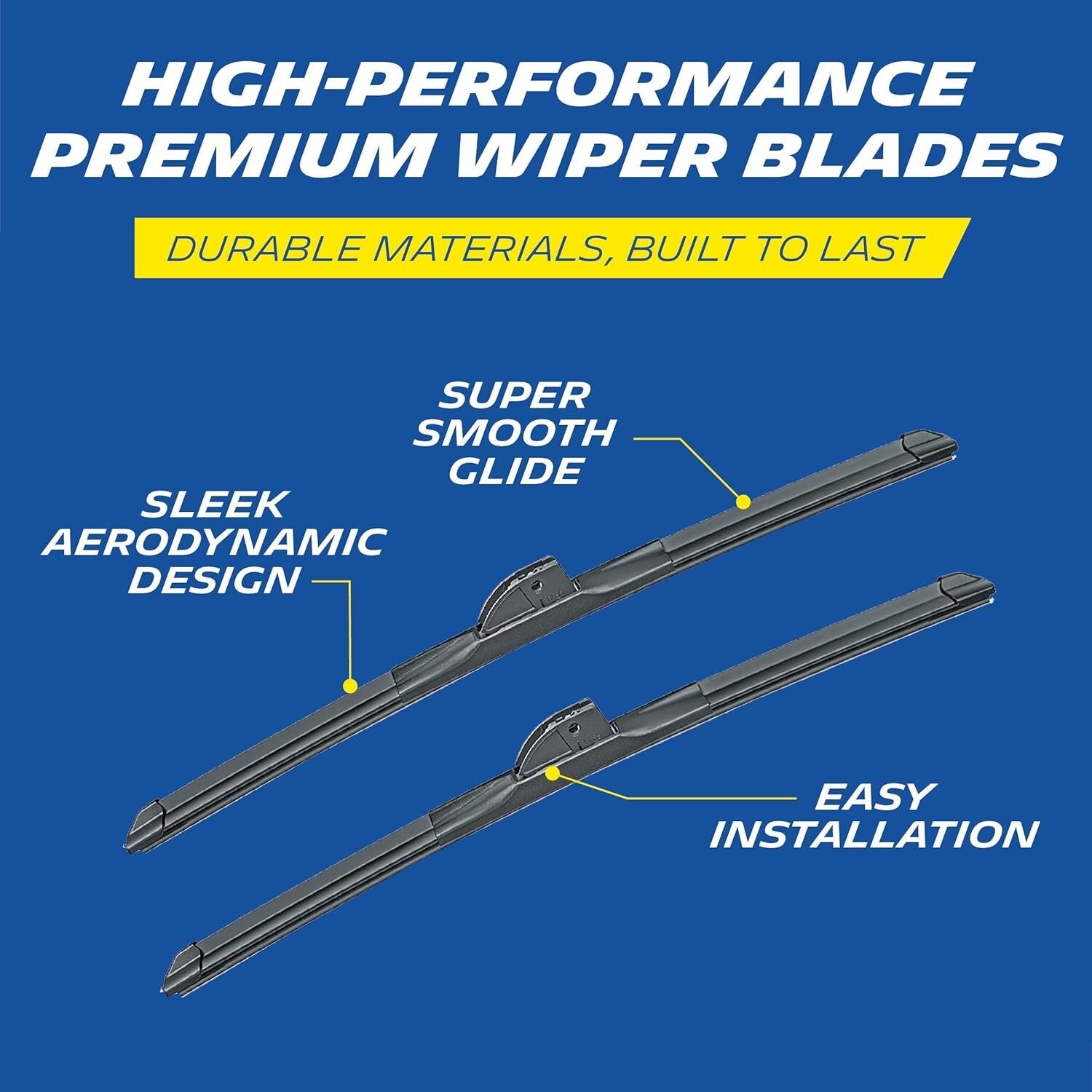 Premium 2-Pack Silicone Wiper Blades - Easy Installation for Multiple Vehicles