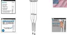 Load image into Gallery viewer, Silver Lightweight Crutches for Adults &amp; Children - Comfort &amp; Stability Included