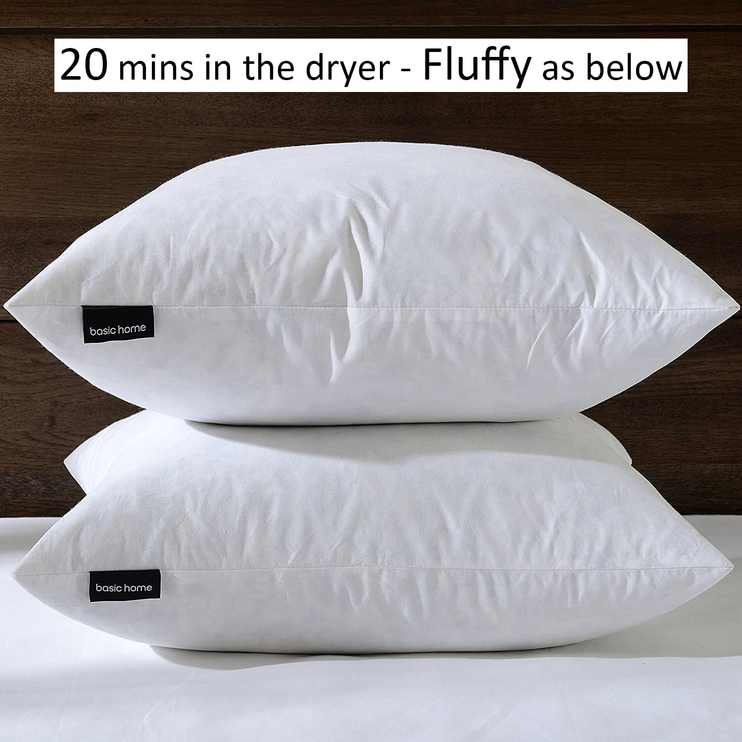 Decorative Throw Pillow Inserts 22in - Set of 2 Feather-Covered White Cushions