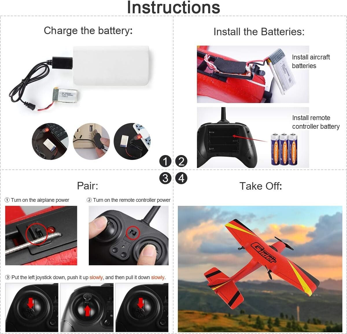 Beginner-Friendly Remote Control Airplane - 2.4GHz & Self-Stabilization System
