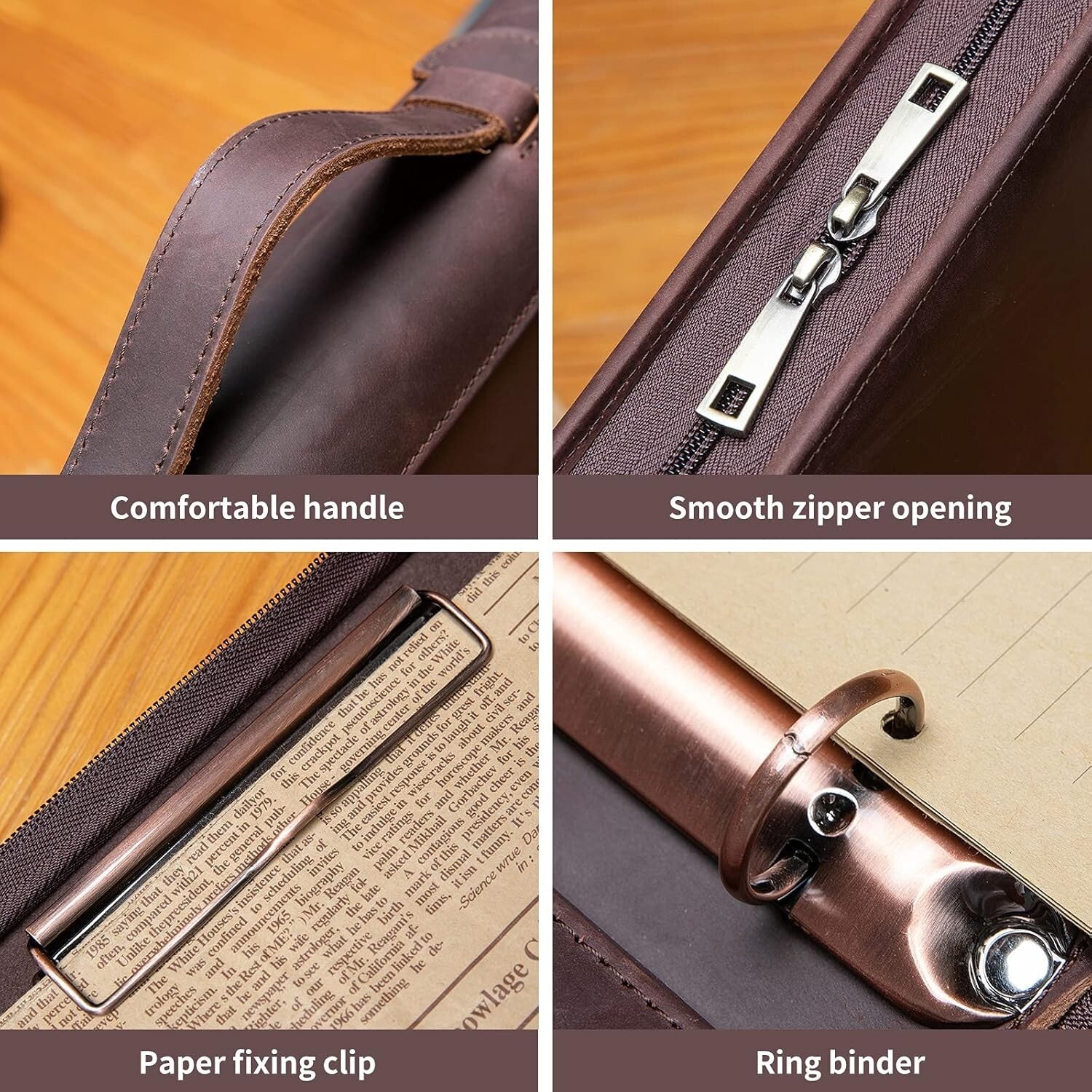 Elegant 3-Ring Leather Padfolio with Tablet Holder - Perfect for Business Trips