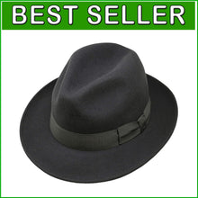 Load image into Gallery viewer, Water-Repellent Lightweight Fedora - Handmade Wool Felt with Cotton Travel Bag