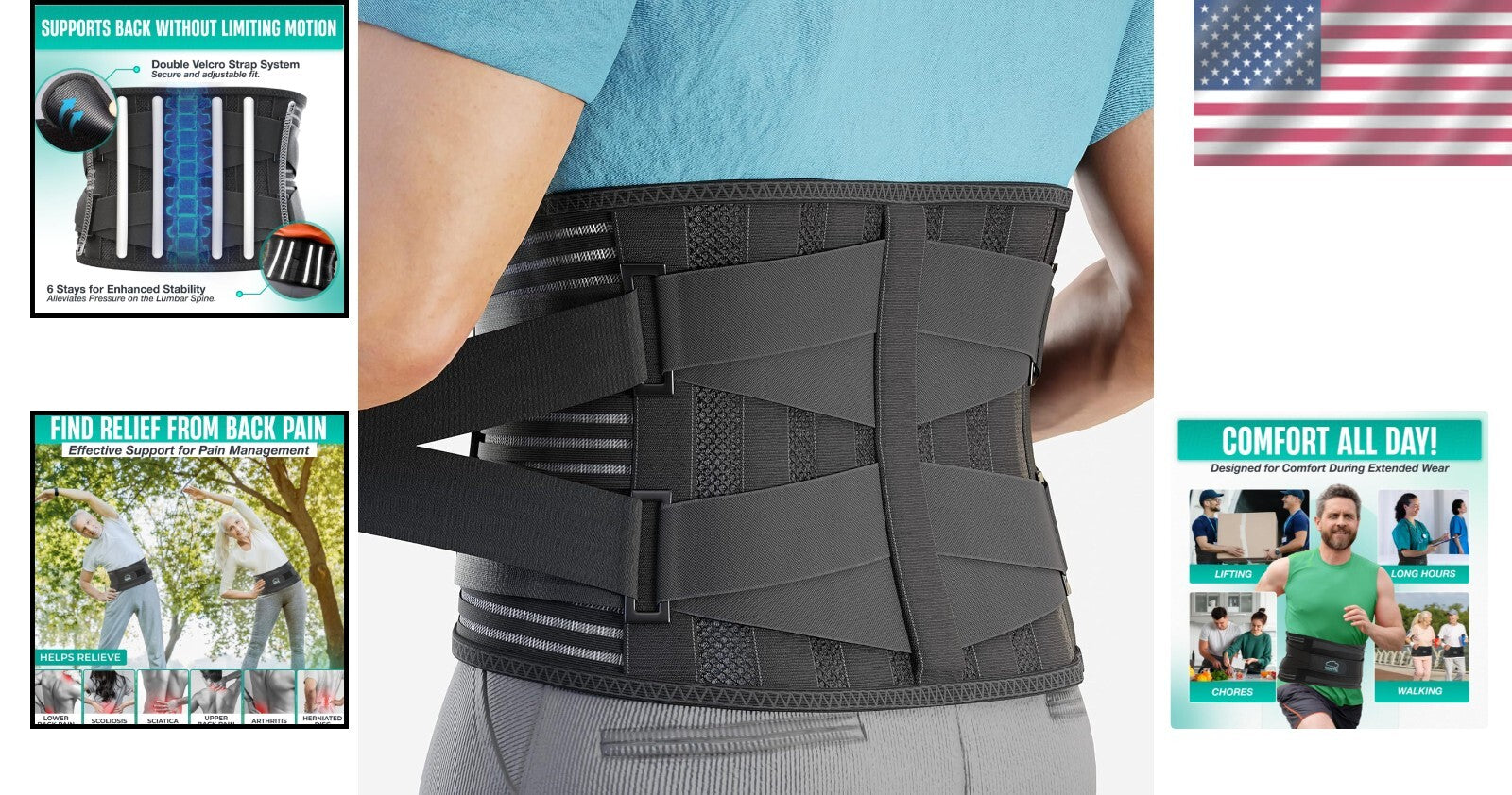Adjustable Back Support Belt for Lower Back Pain with Orthopedic Design - Medium