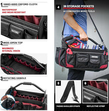 Load image into Gallery viewer, Ergonomic Heavy-Duty Tool Bag with Rotating Handle &amp; Reflective Safety Strips