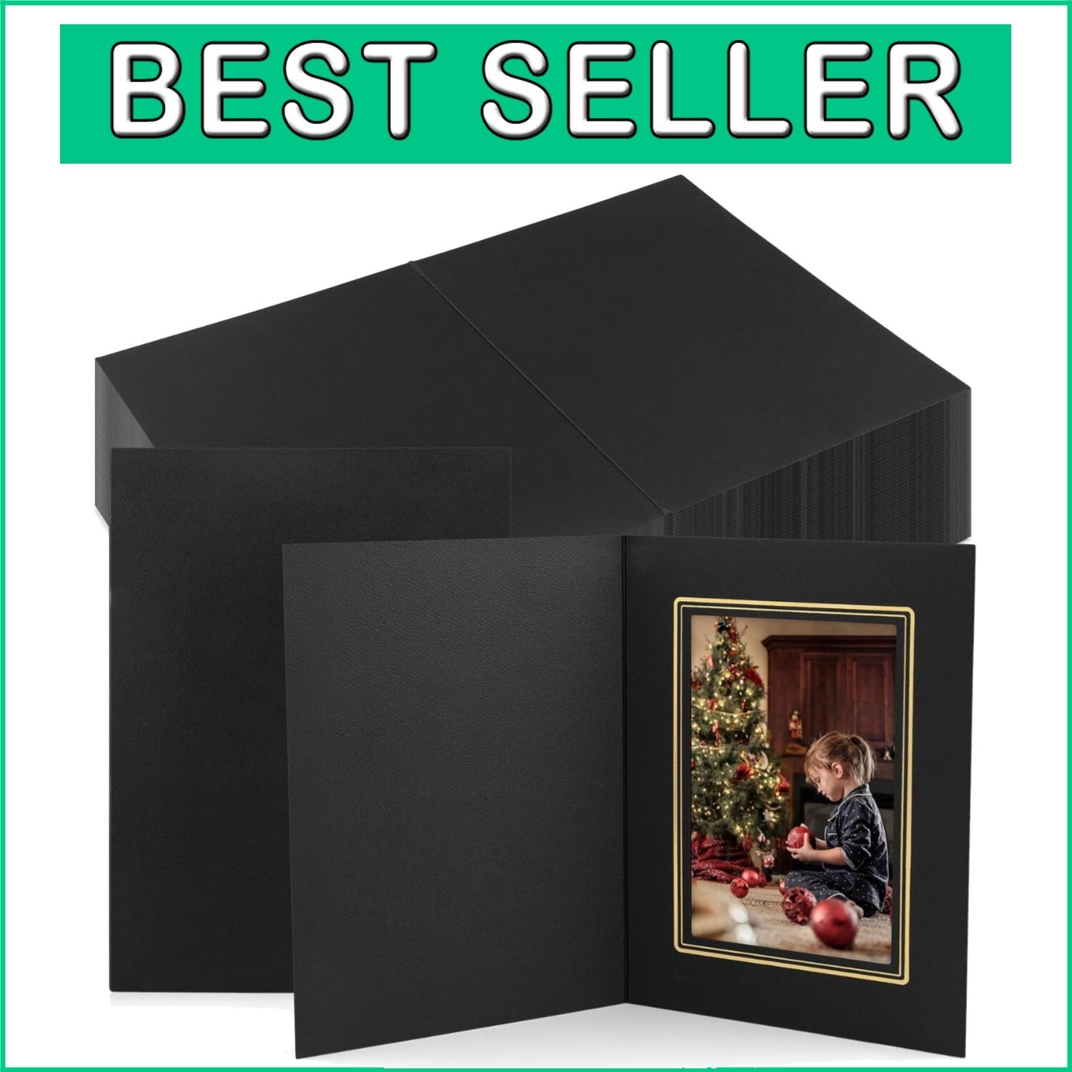 Versatile Black 4x6 Photo Folders with Gold Lining - 100 Pack for Celebrations
