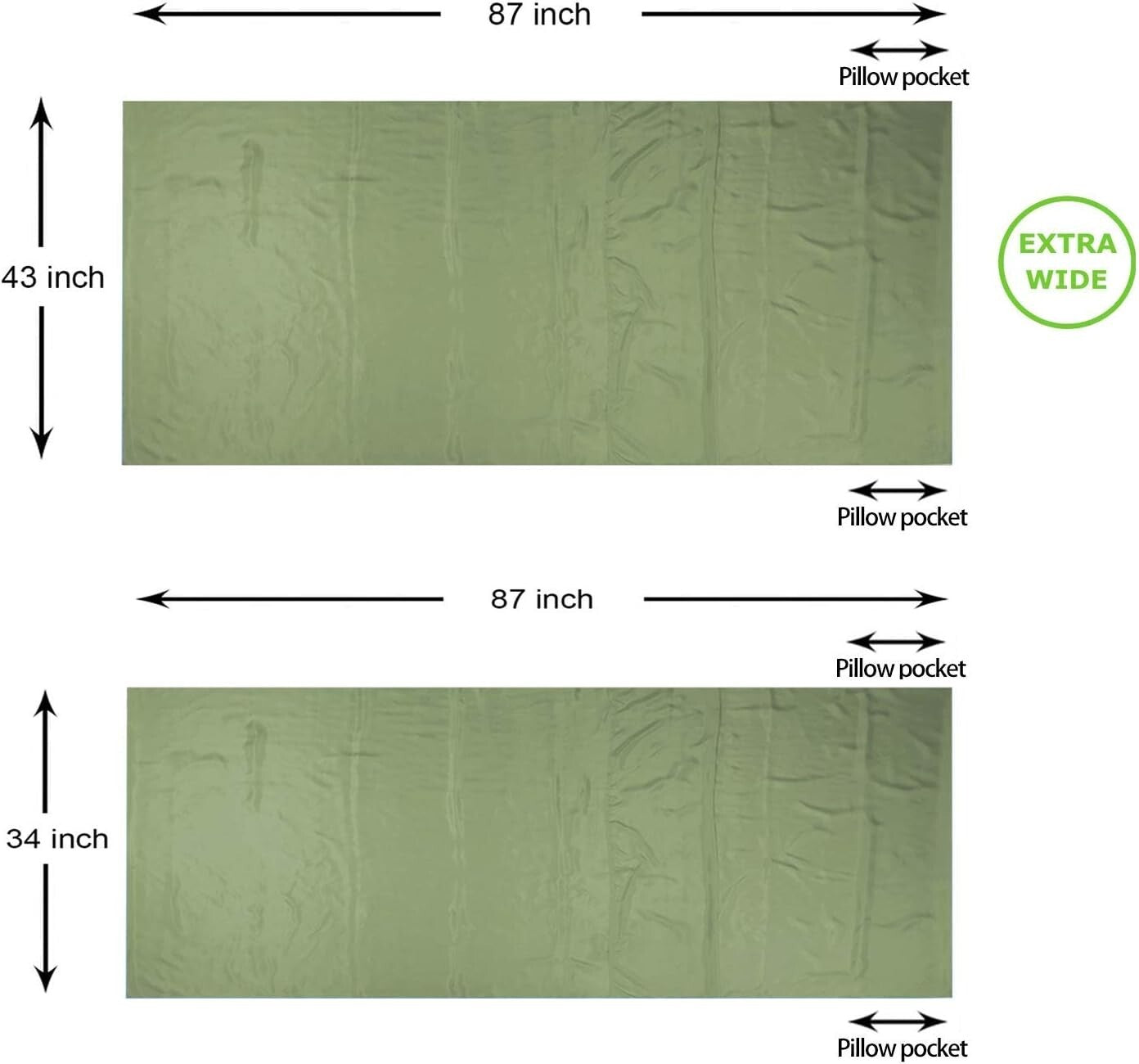 Luxury Silk Sleeping Bag Liner - Extra Wide 87"x43" for Ultimate Comfort