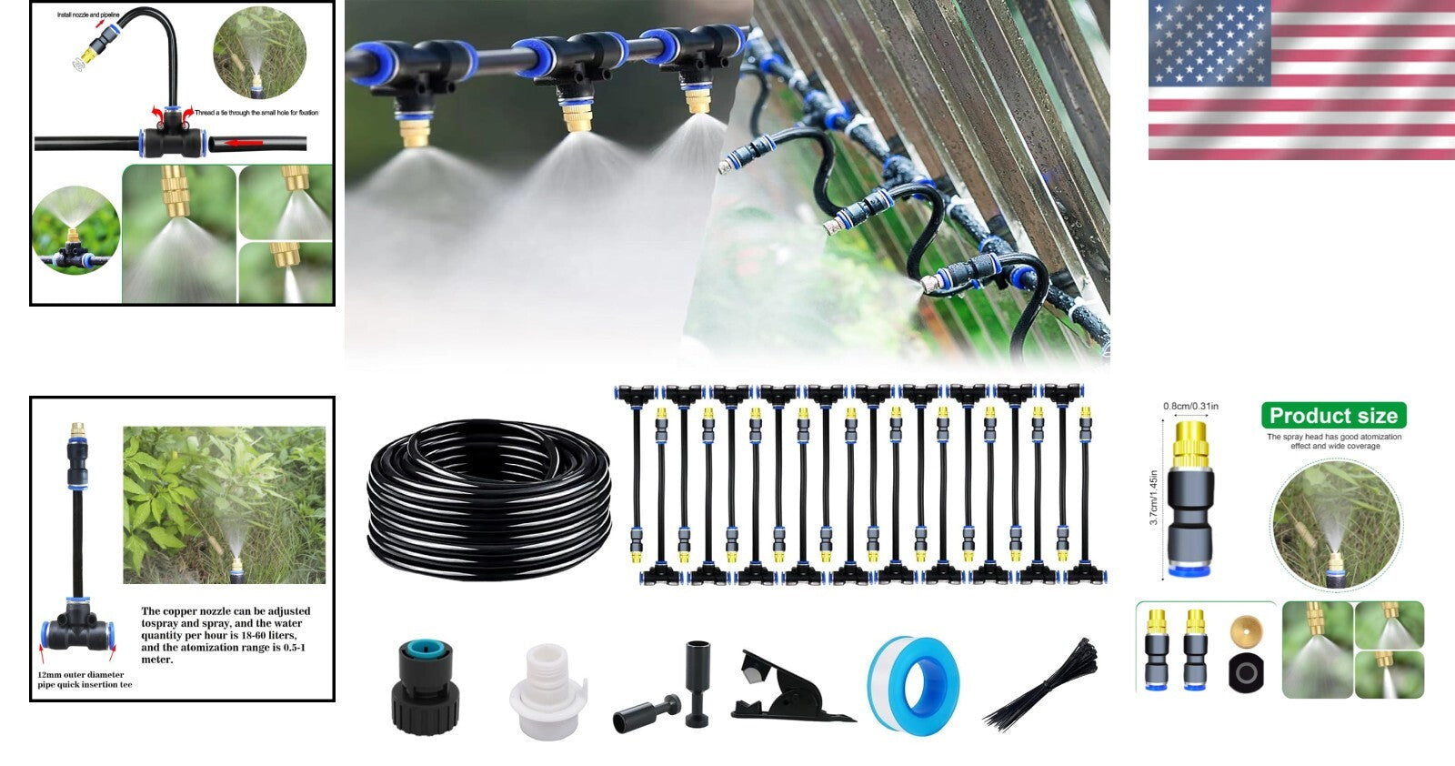 82FT Automatic Copper Nozzle Irrigation System with 20 Adjustable Sprayers