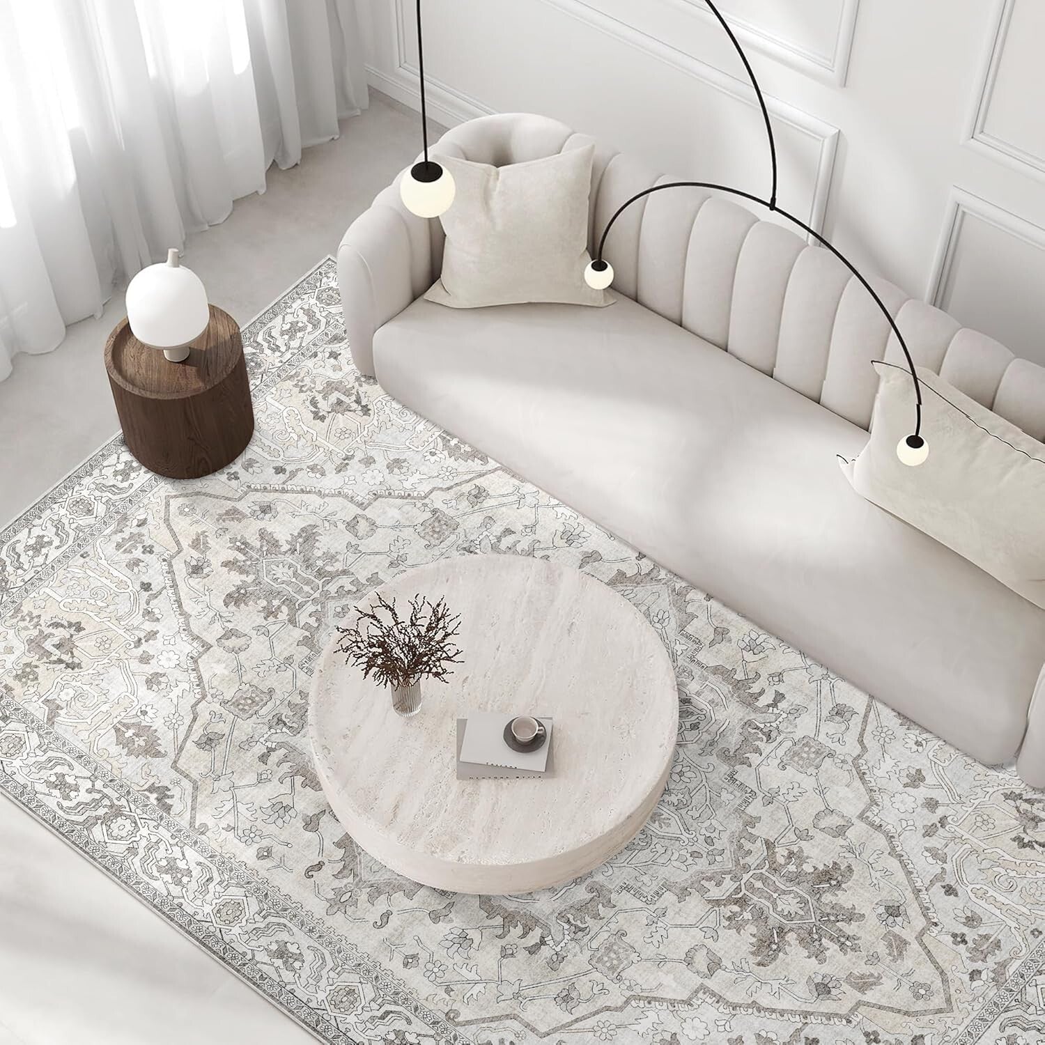 Elegant 5x7 Beige Tribal Area Rug - Versatile Use for Living Room, Office & More