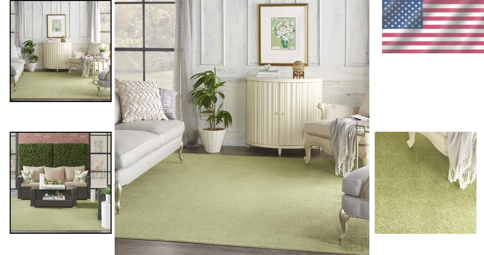 Stylish 9' x 12' Green Rug for Living Rooms, Patios & More - Easy Maintenance