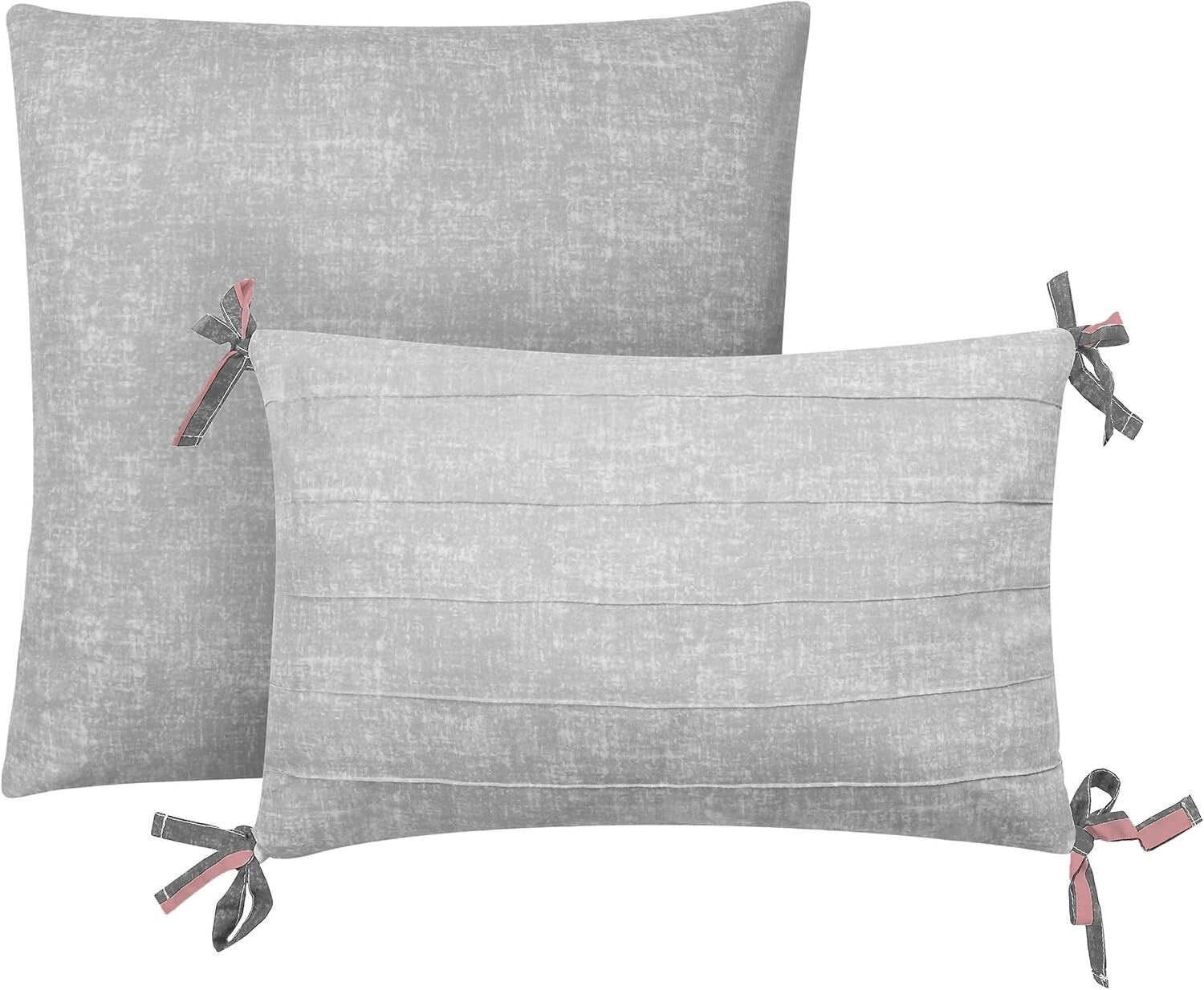 Chic Pink and Grey Strip Comforter Set - Includes 3 Pillows - 6 Piece Queen/Full