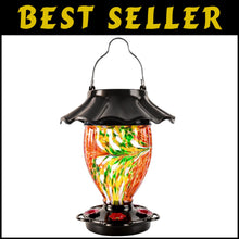 Load image into Gallery viewer, Color Changing Solar Hummingbird Feeder - Hand Blown 32 fl.oz Glass Lantern