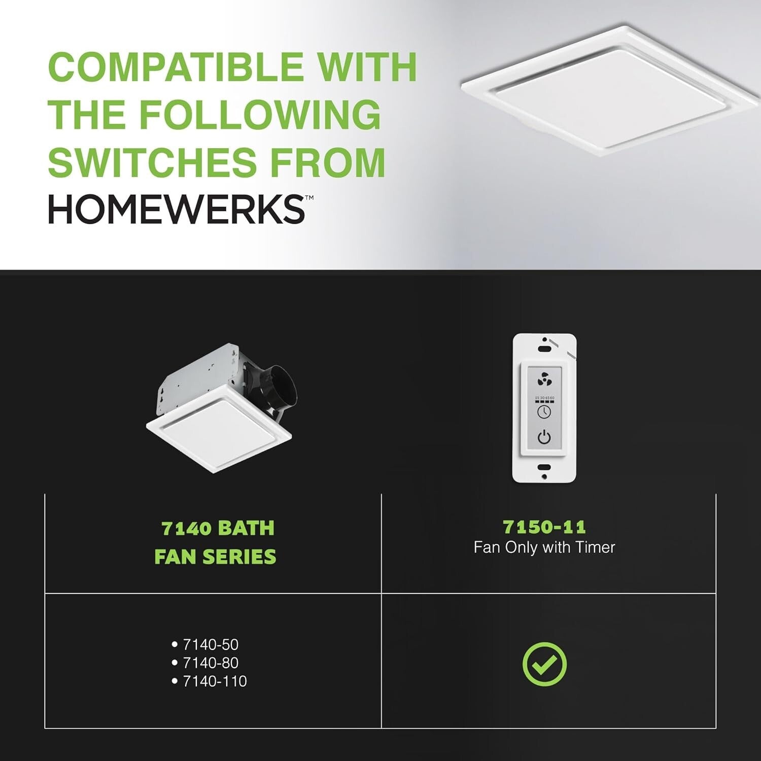 Galvanized Steel Ceiling Bath Ventilation Fan - Quiet, Modern Design, 110 CFM