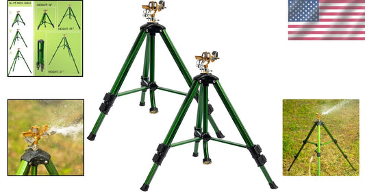 Adjustable Tripod Impact Sprinklers with Brass Head - 2-Pack Lawn & Garden Boost