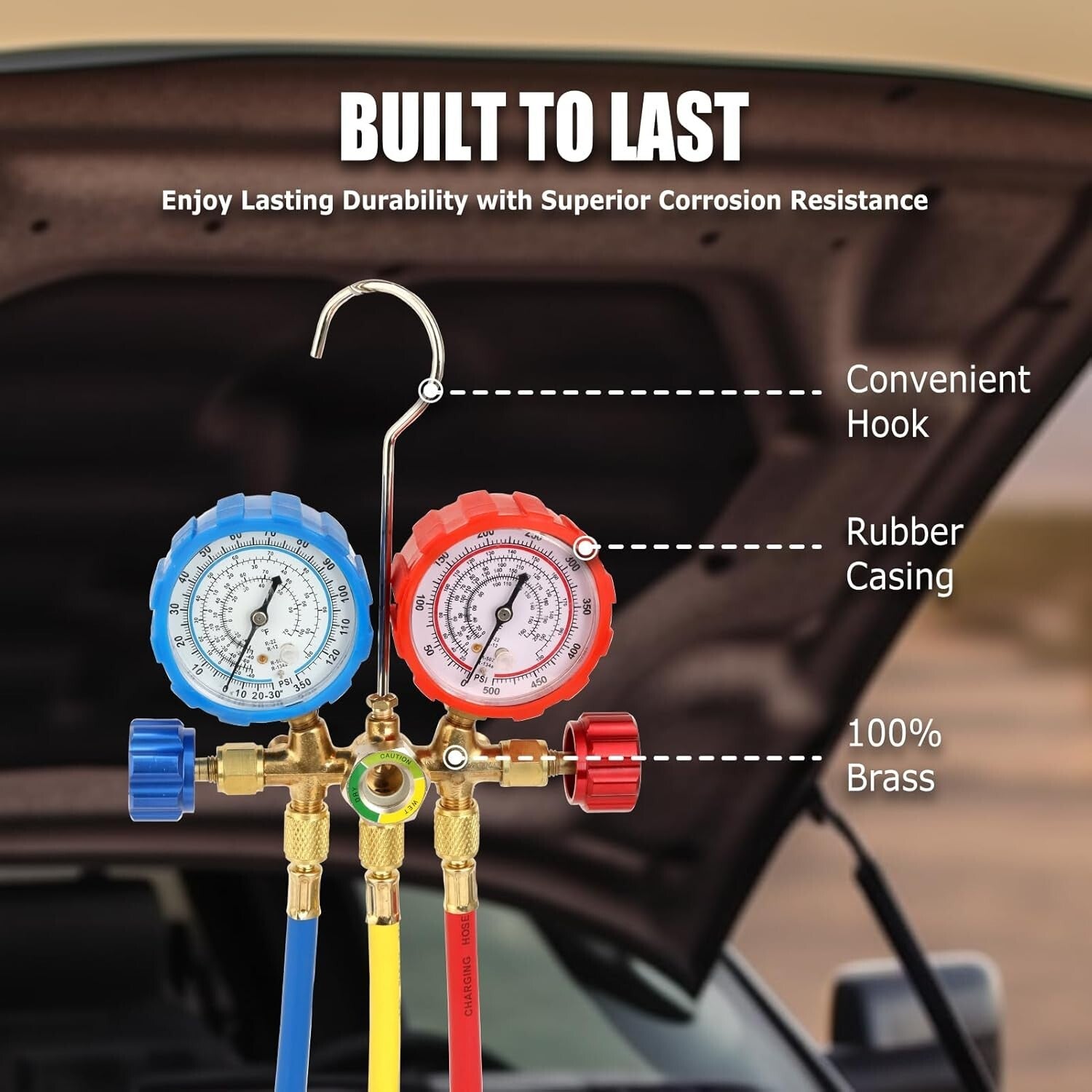 Professional 3-Way A/C Manifold Gauge Set for R134A R12 R22 R502 Refrigerants