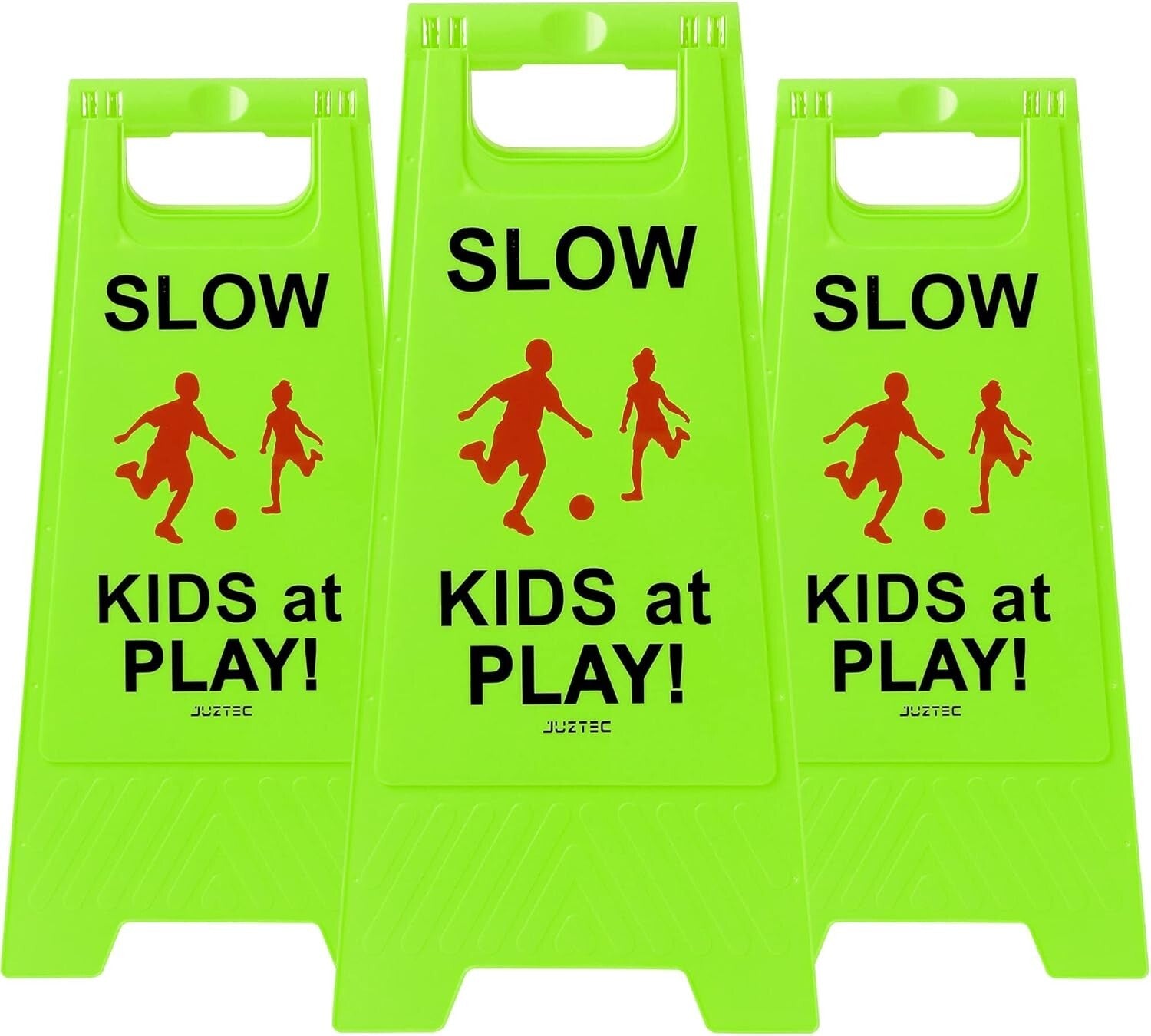 Attention-Grabbing Caution Slow Children Playing Safety Signs - 3 Pack