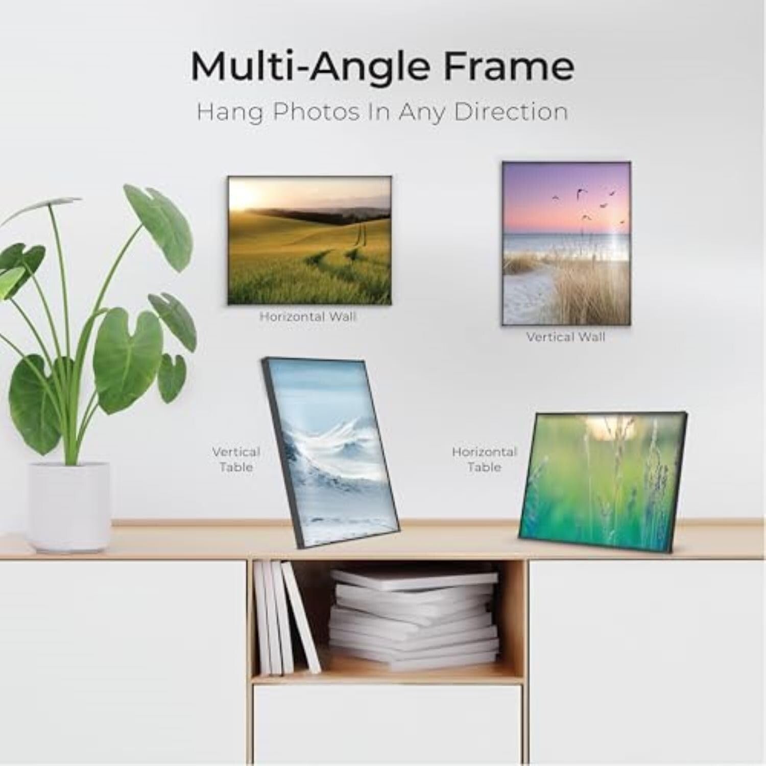 Durable Black Picture Frame Set - 6-Pack Front Loading, Easy Photo Changes