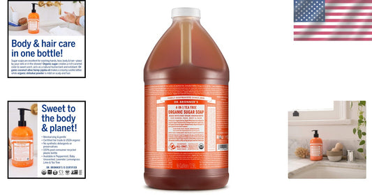 Tea Tree Organic Sugar Soap 64oz - Cleansing Nourishment for Body and Hair