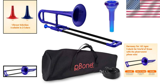 Durable Mini Trombone in Blue - Mouthpiece & Easy Carry Bag Included for Kids