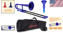 Load image into Gallery viewer, Durable Mini Trombone in Blue - Mouthpiece &amp; Easy Carry Bag Included for Kids