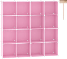 Load image into Gallery viewer, Modern 16-Cube Plastic Storage Organizer - Customizable Cherry Blossom Pink