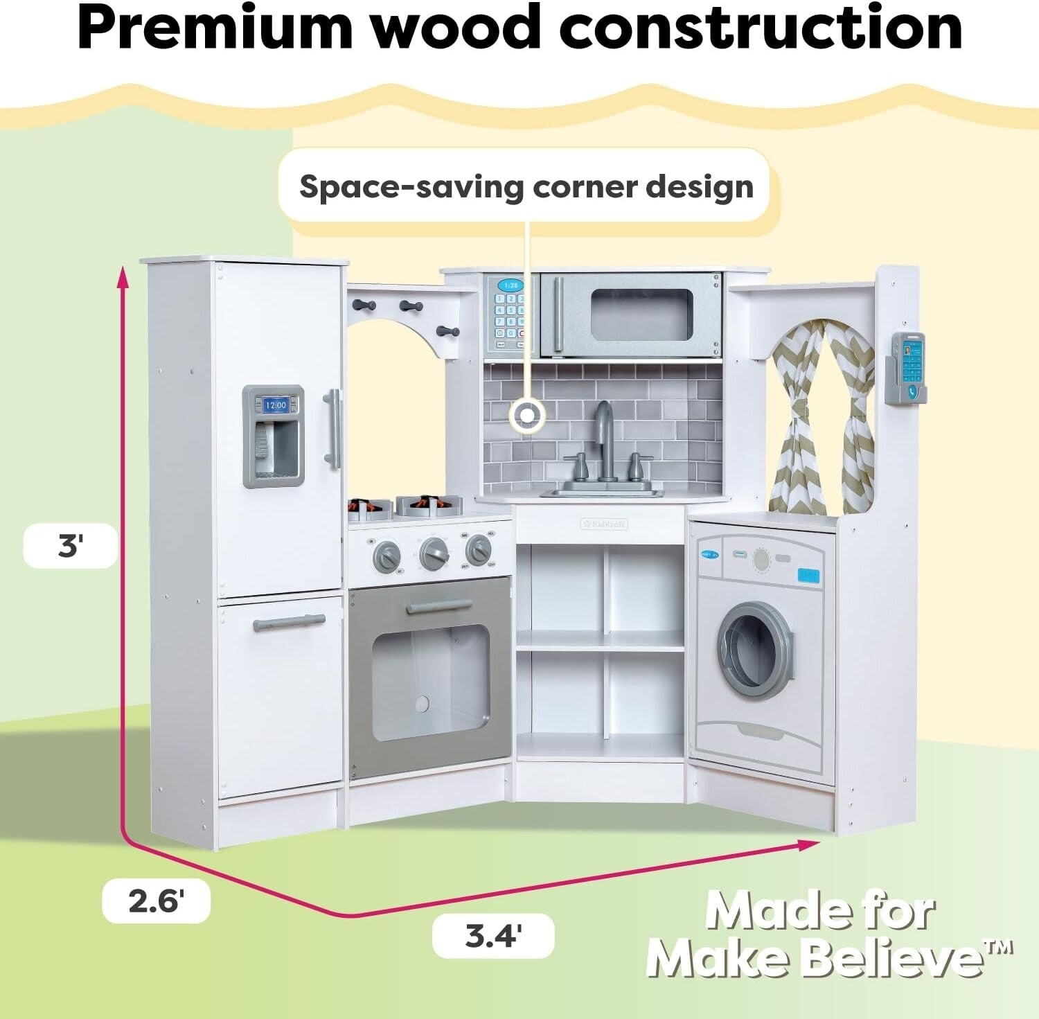 Deluxe Wooden Play Kitchen Set with Lights & Sounds - Perfect for Small Spaces