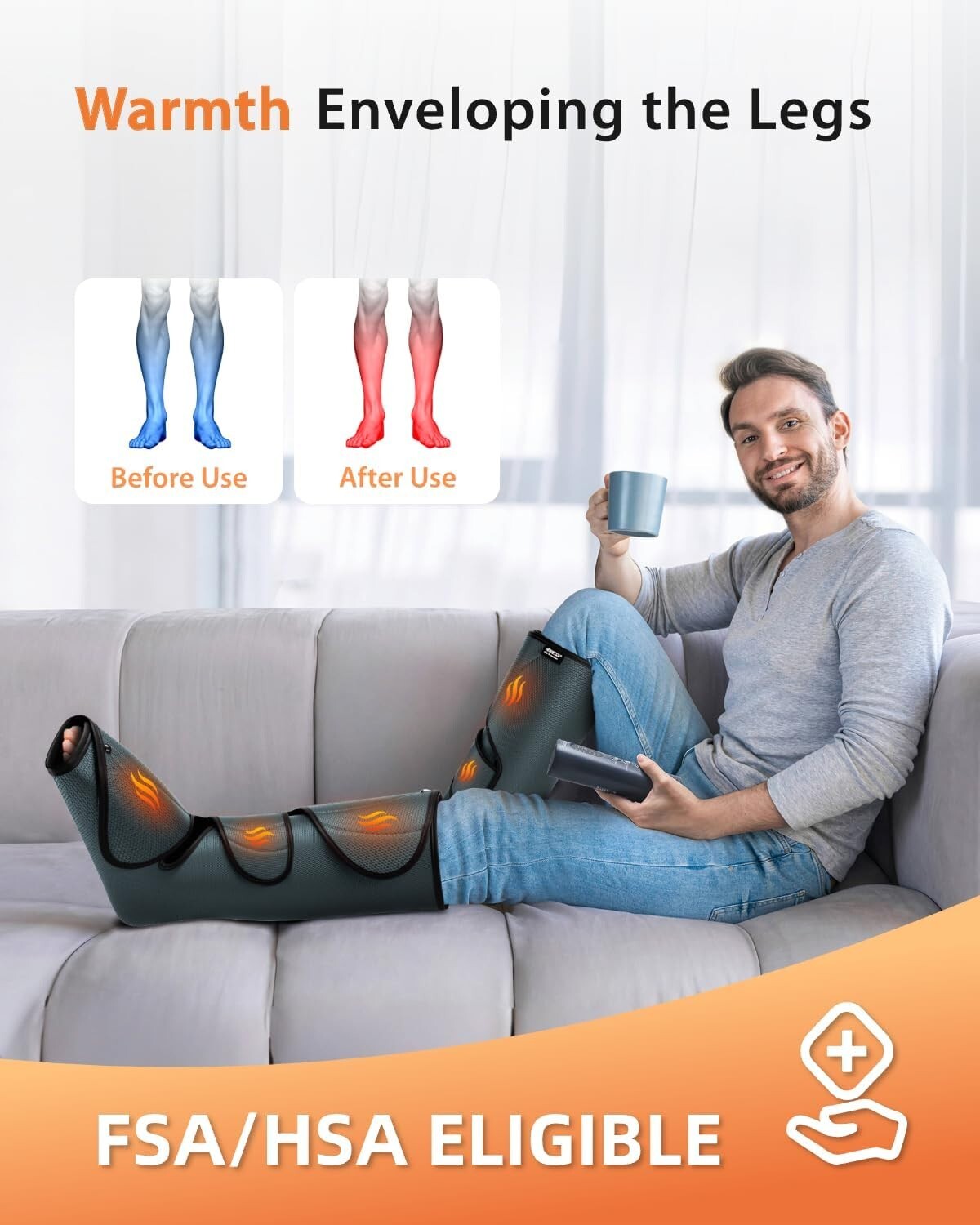 Air Compression Leg Massager with Heat - Pain Relief & Circulation Booster