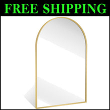 Load image into Gallery viewer, 24"x36" High-Definition Arched Mirror in Brushed Gold - Lightweight &amp; Stylish