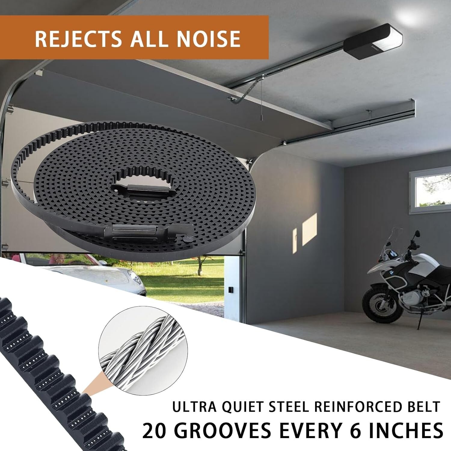 Alloy Steel Drive Belt for 10ft Garage Doors - Smooth Performance & Easy Install