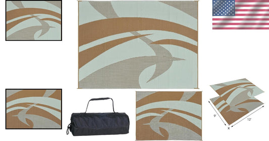 Durable 9x12 Outdoor Mat for Patio, RV & Beach - Easy Cleaning & UV Protected